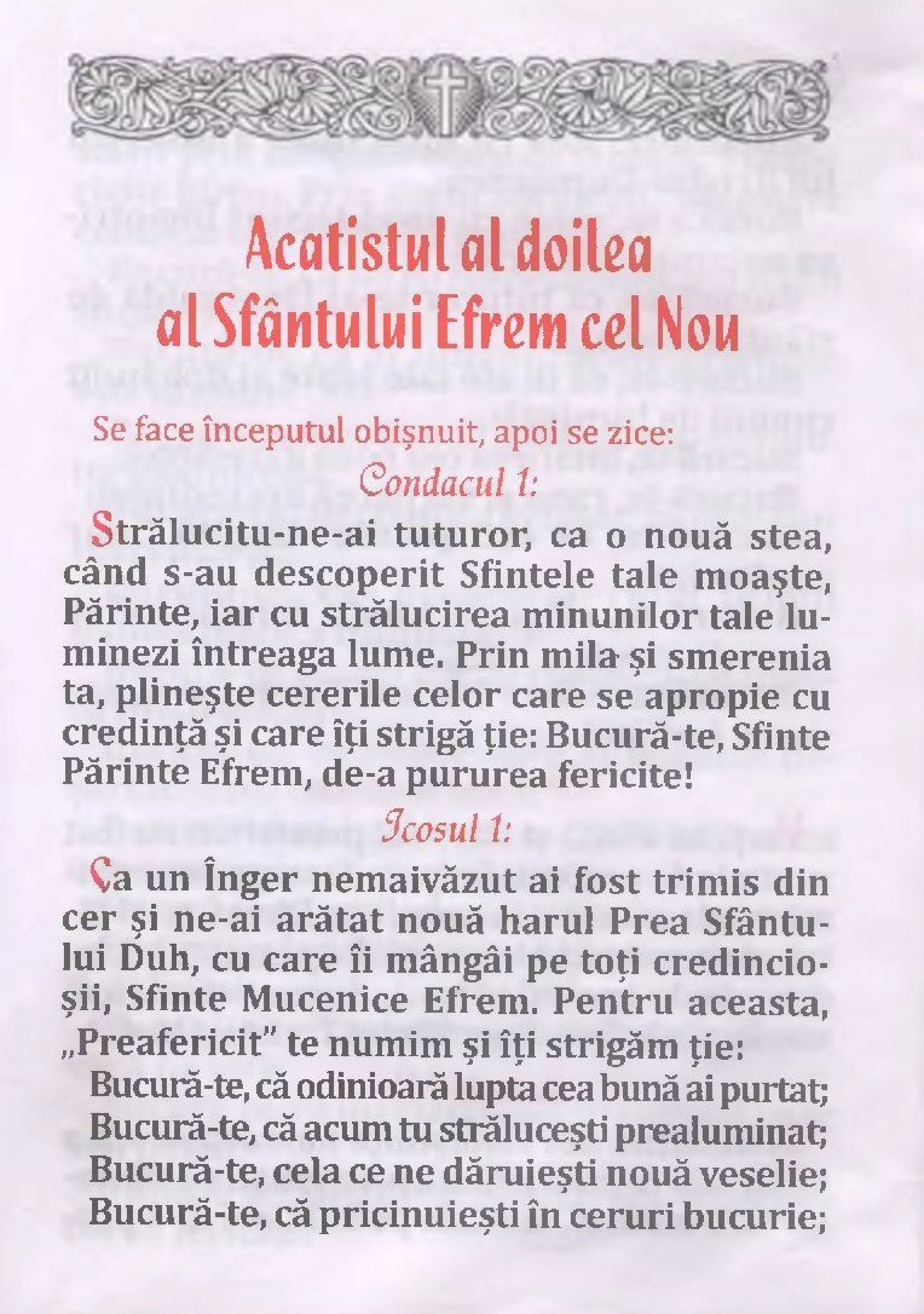 Acatistul al doilea al Sfântului Efrem cel nou PDF
