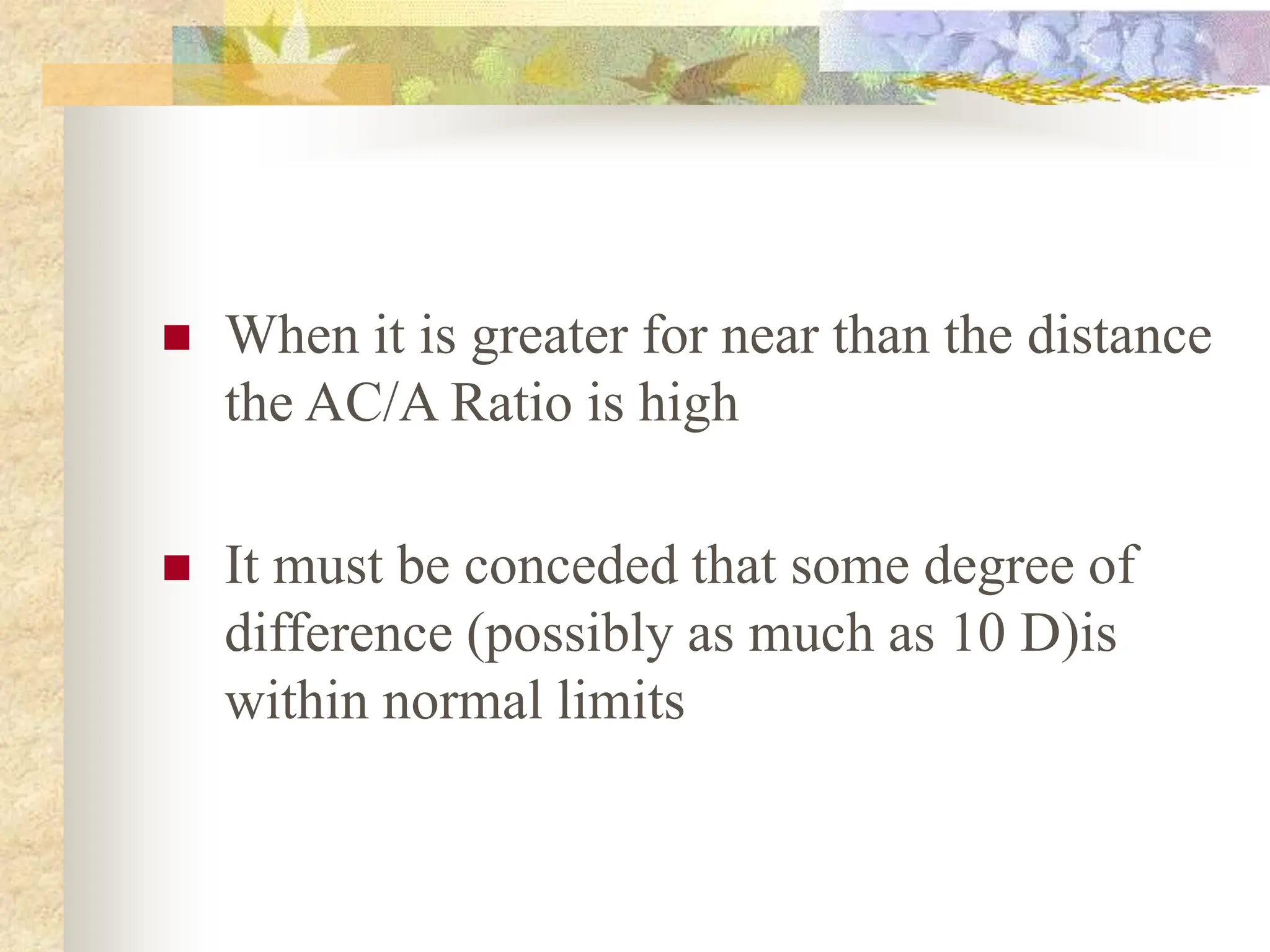 Ac Ration Levels AC/A ratio | PPT