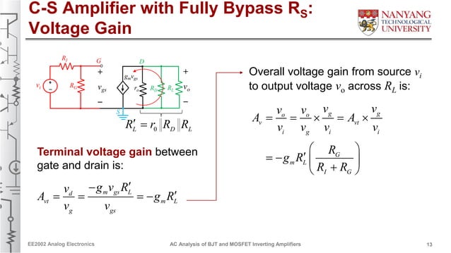 Ac analysis of bjt and mosfet inverting amplifiers | PDF