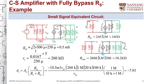Ac analysis of bjt and mosfet inverting amplifiers | PDF