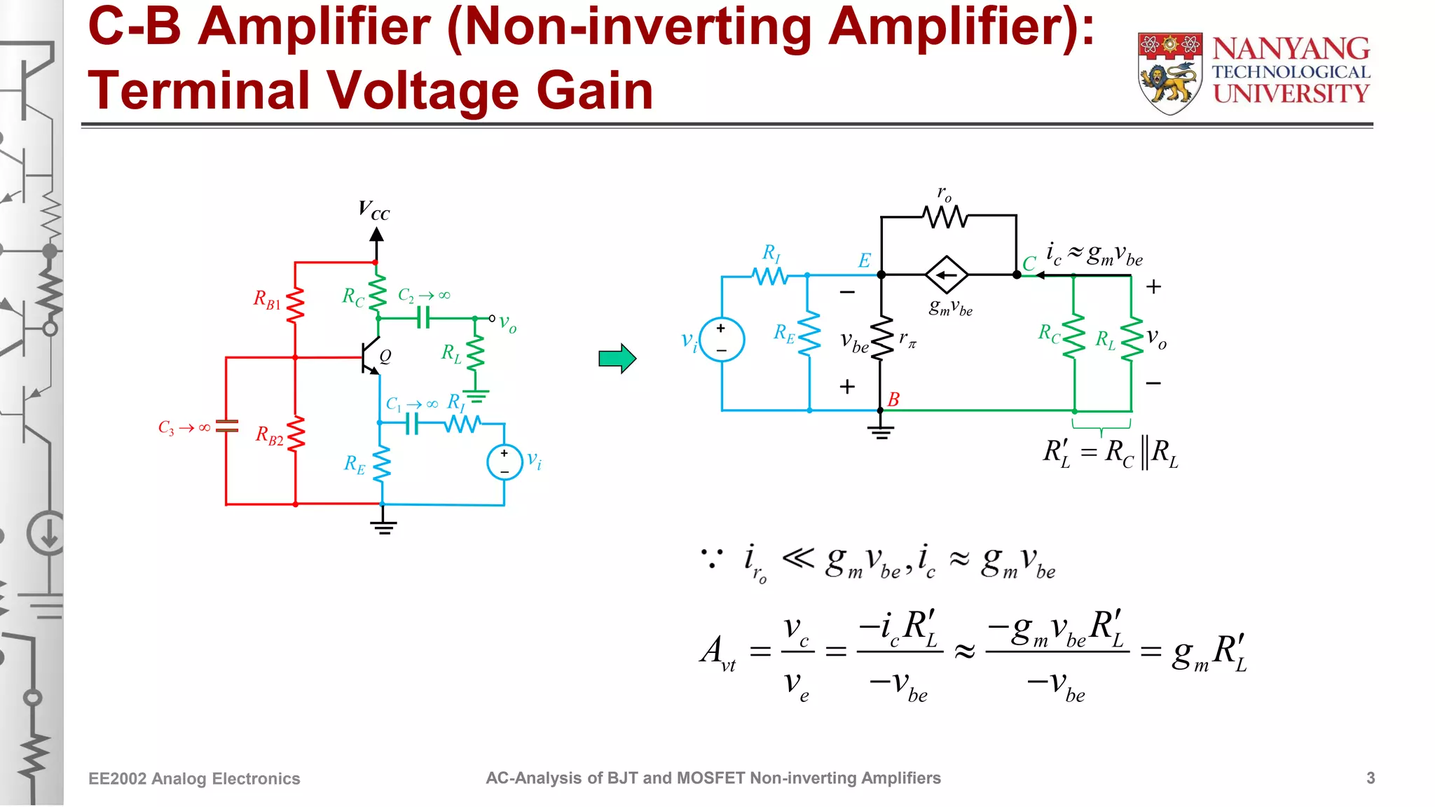 Ac analysis of bjt and mosfet noninverting amplifiers PPT