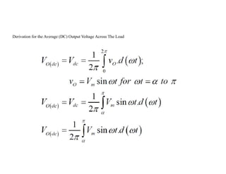 Derivation for the Average (DC) Output Voltage Across The Load
 