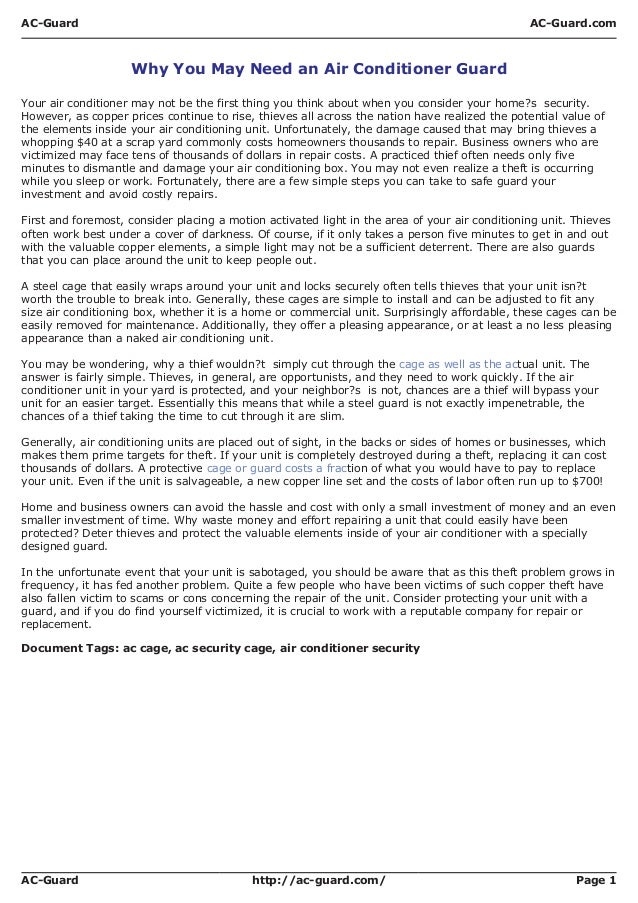 Why you may need an air conditioner guard