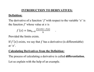 Applied Calculus: An Introduction to Derivatives | PPT