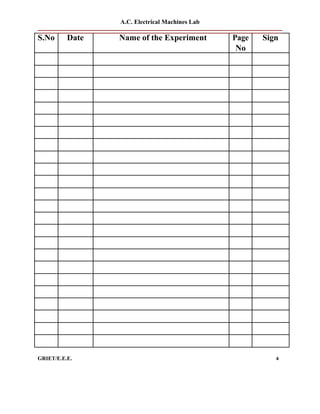 Ac machines-lab-manual | DOC