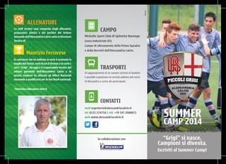 Alessandria Calcio Summer Camp 2014 - Volantino