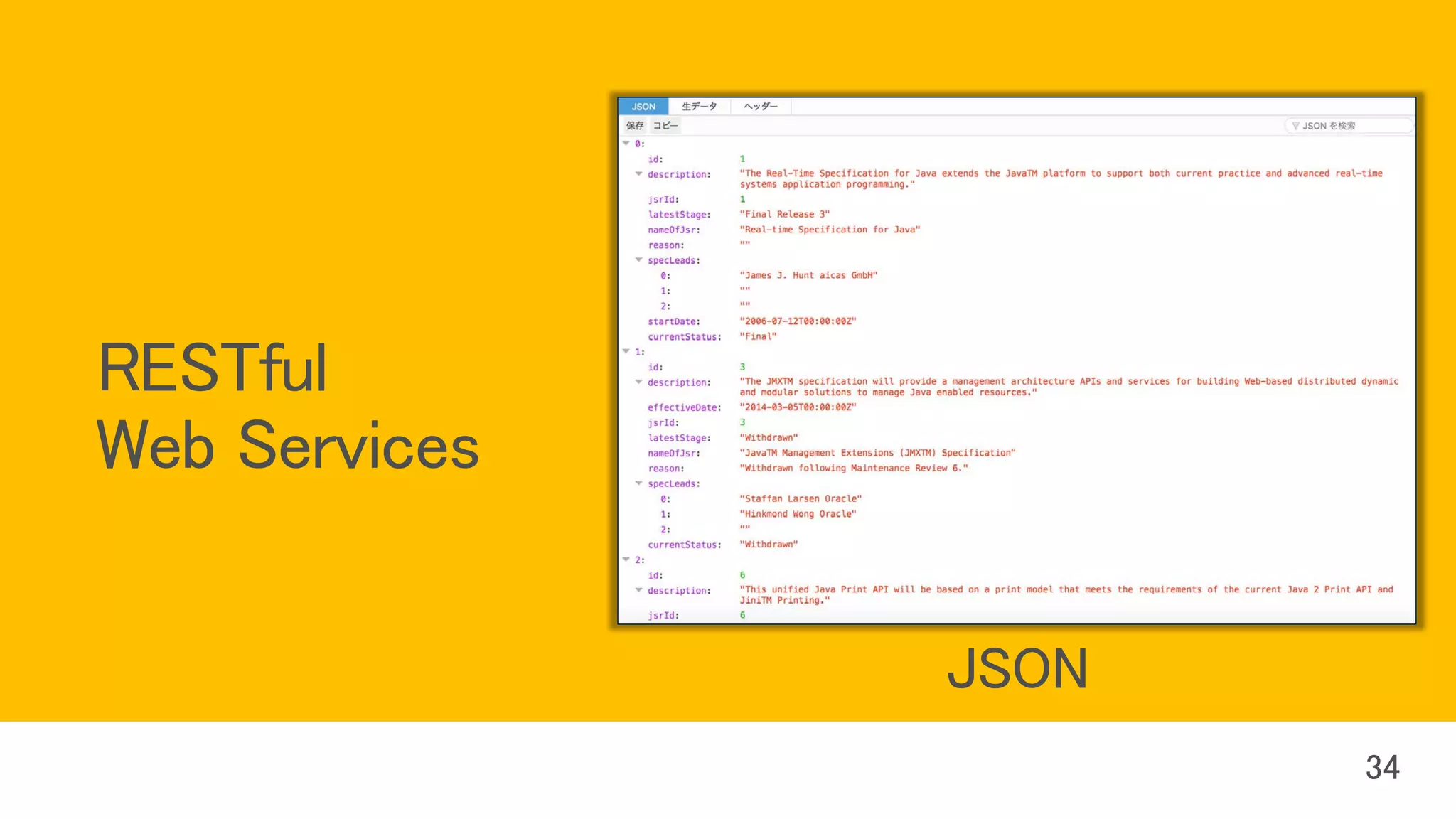 RESTful
Web Services
JSON
 