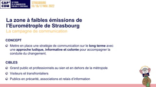 La zone à faibles émissions de
l’Eurométrople de Strasbourg
La campagne de communication
CONCEPT
Mettre en place une strat...