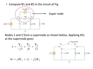 Supernode Kcl Example AC circuit electronics and communication | PDF