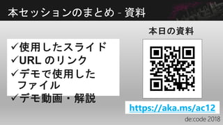 本セッションのまとめ - 資料
https://aka.ms/ac12
 
