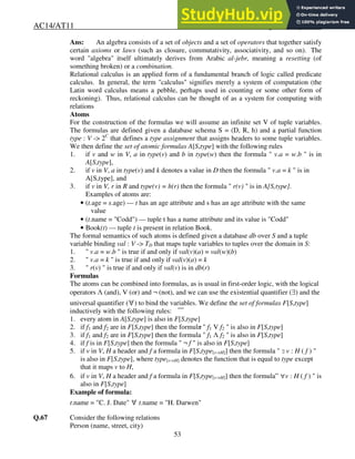 AC14 AT11 Database Management Systems OBJECTIVE TYPE QUESTIONS | PDF