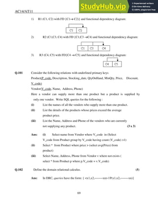AC14 AT11 Database Management Systems OBJECTIVE TYPE QUESTIONS | PDF