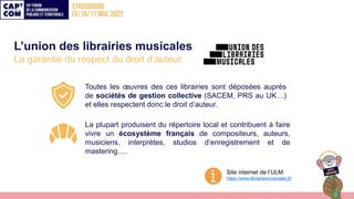 L’union des librairies musicales
La garantie du respect du droit d’auteur
Toutes les œuvres des ces librairies sont déposé...