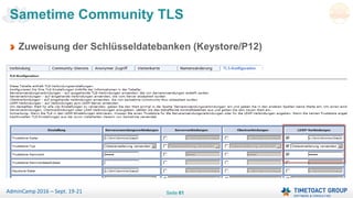 Seite 61AdminCamp 2016 – Sept. 19-21
Sametime Community TLS
Zuweisung der Schlüsseldatebanken (Keystore/P12)
 