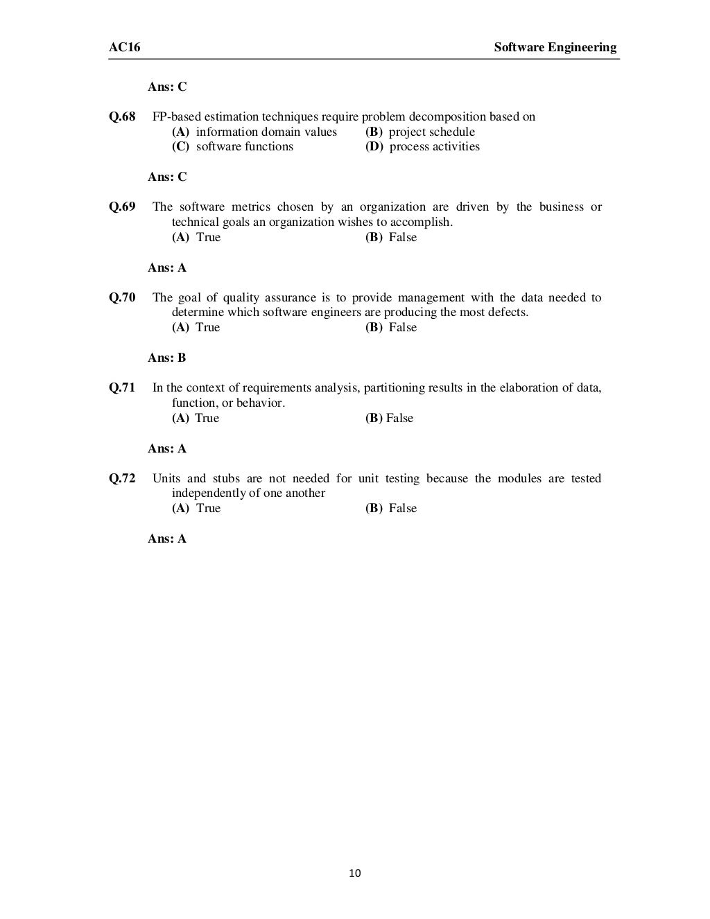 Software Engineering MCQs