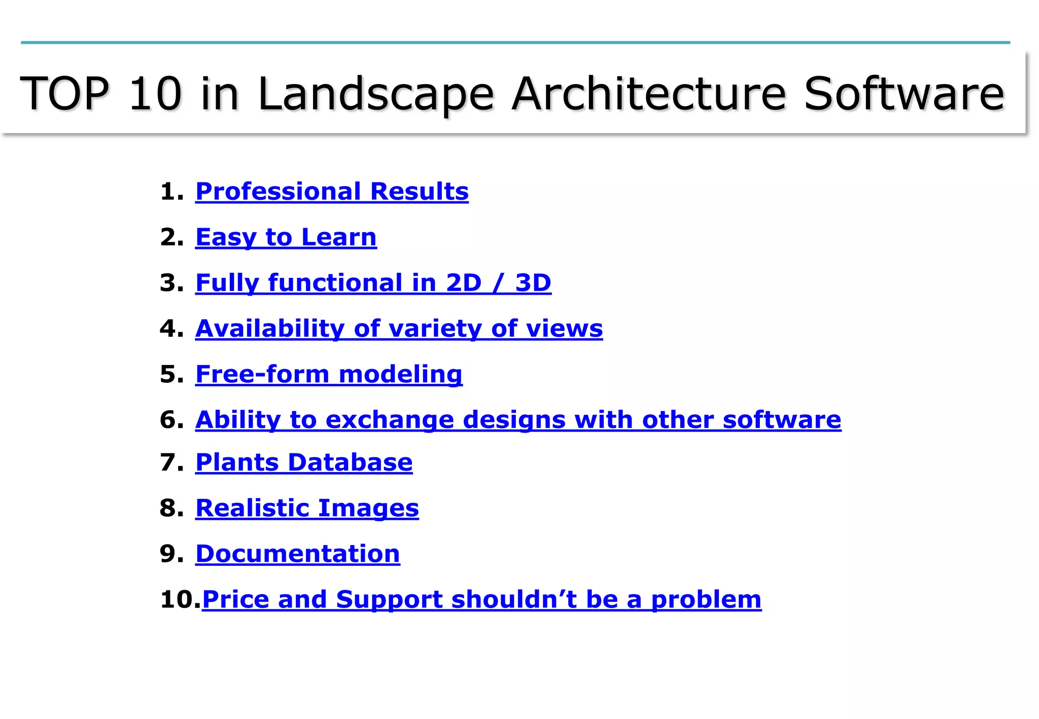 Top 10 Features Landscape Design Software | PDF