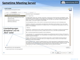 Sametime Meeting Server Lizenbedingungen akzeptieren und mit „Next“ weiter 