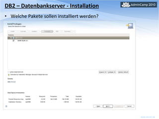 DB2 – Datenbankserver - Installation Welche Pakete sollen installiert werden? 