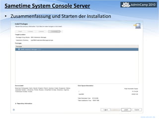 Sametime System Console Server Zusammenfassung und Starten der Installation 