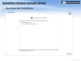 Sametime System Console Server Abschluss der Installation 
