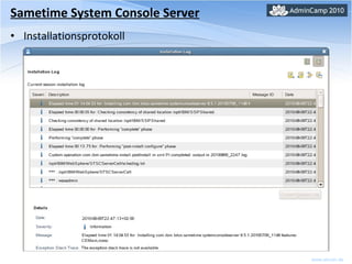 Sametime System Console Server Installationsprotokoll 
