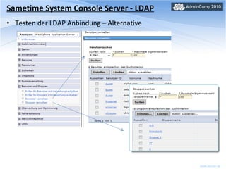 Sametime System Console Server - LDAP Testen der LDAP Anbindung – Alternative 