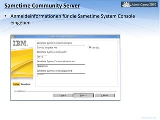 Sametime Community Server Anmeldeinformationen für die Sametime System Console eingeben 