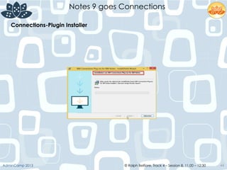© Ralph Belfiore, Track 4 – Session 8, 11.00 – 12:30AdminCamp 2013
Notes 9 goes Connections
44
Connections-Plugin Installer	
  
 