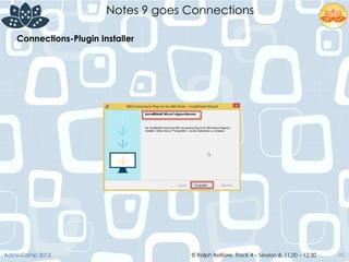 © Ralph Belfiore, Track 4 – Session 8, 11.00 – 12:30AdminCamp 2013
Notes 9 goes Connections
45
Connections-Plugin Installer	
  
 