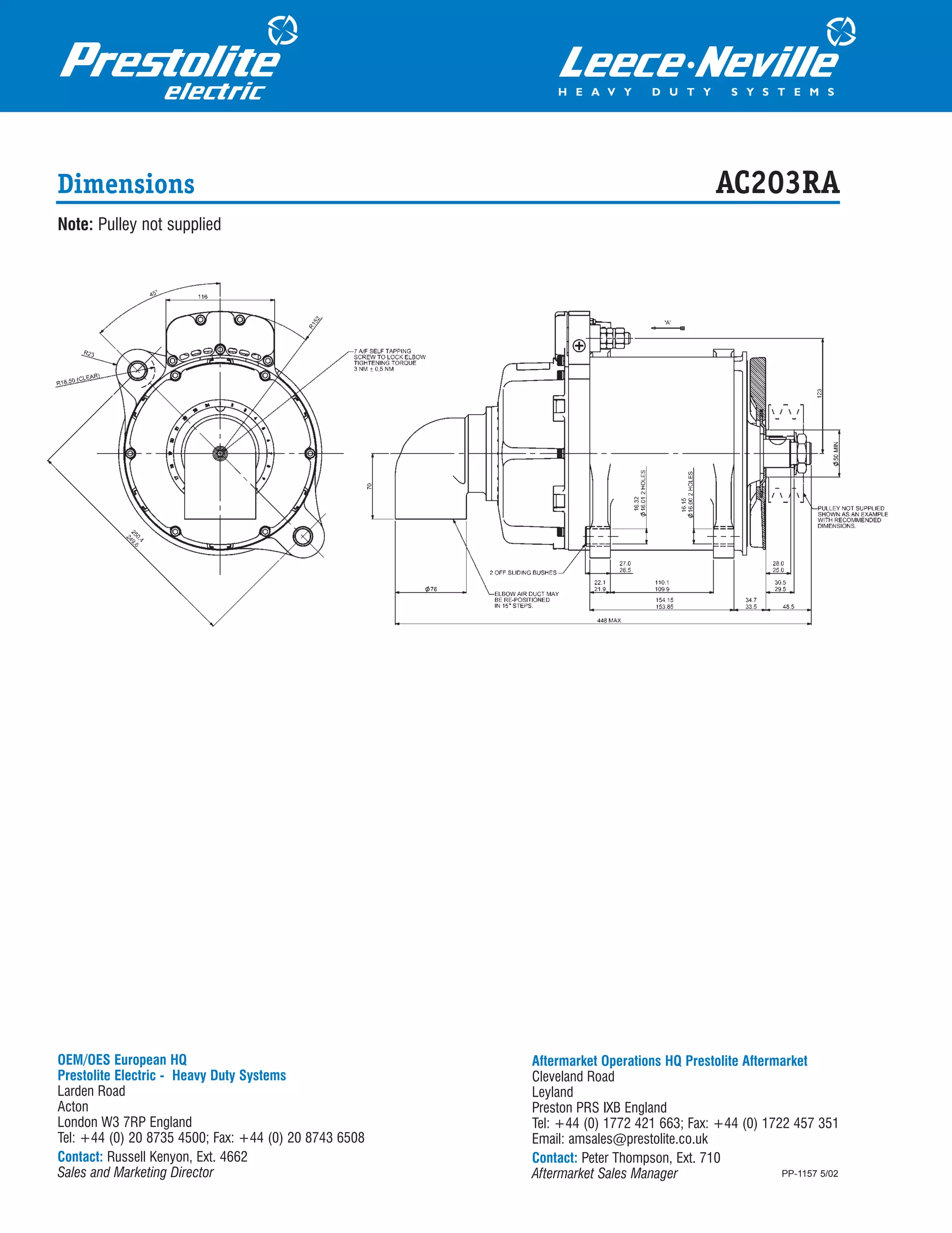 115, 180-240 Amp Heavy Duty Bus Alternator | PDF