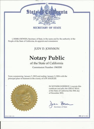 Notary & Loan Certificates