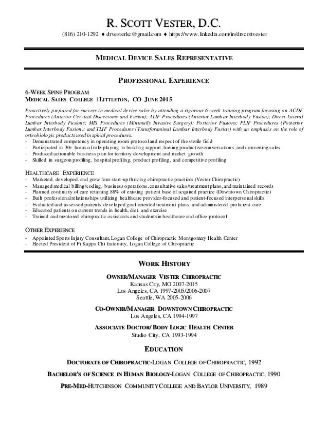 chiropractor resume