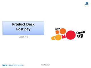 Product Deck
Post pay
Jan 16
Confidential
 
