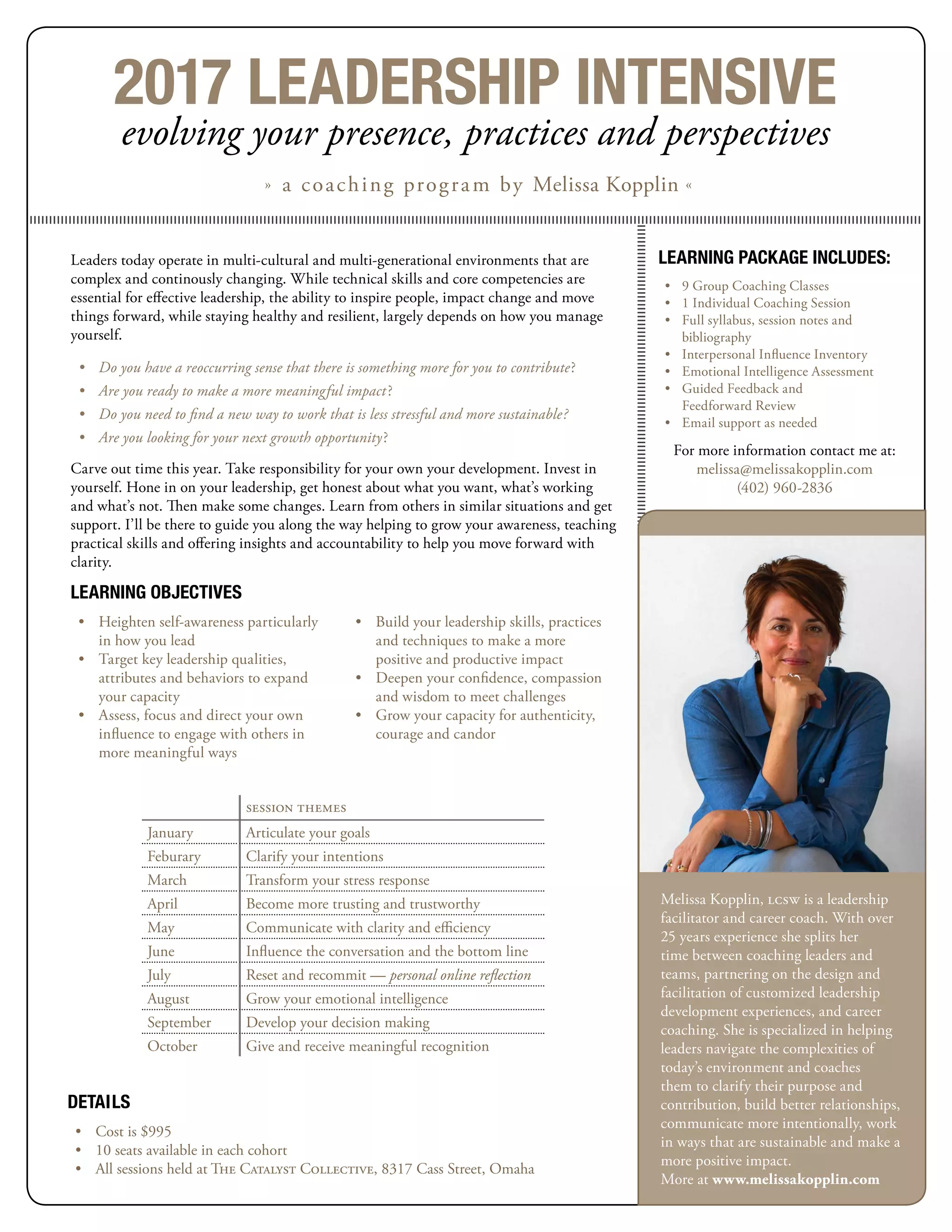2017 Leadership Intensive a coaching program by Melissa Kopplin | PDF ...