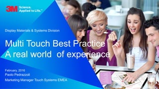 Display Materials & Systems Division
Multi Touch Best Practice
A real world of experience
February, 2016
Paolo Pedrazzoli
Marketing Manager Touch Systems EMEA
 
