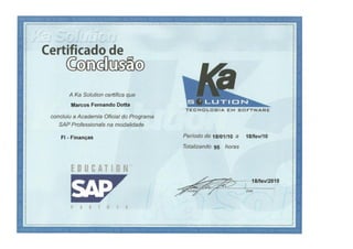 SAP FI - SAP Professionals - Certificate of Participation