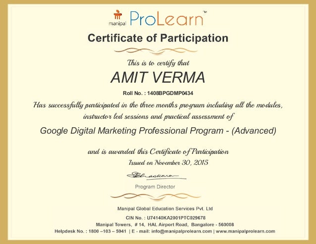 certification of participation