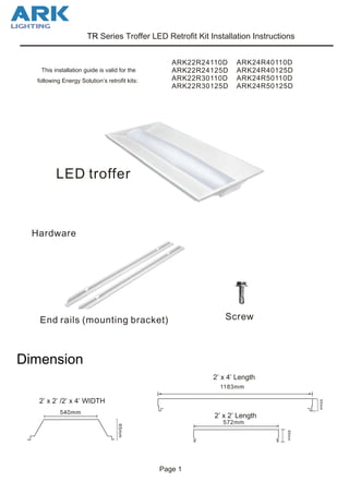 LED troffer retrofit kit install instructions-ARK Lighting | PDF