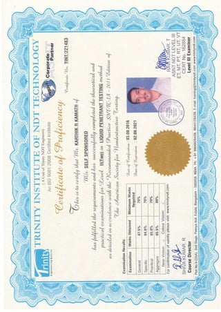NDT LEVEL-II CERTIFICATES