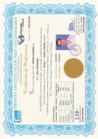 NDT LEVEL-II CERTIFICATES