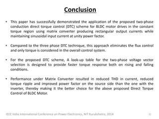 Direct Torque Control of Matrix Converter fed BLDC motor | PDF