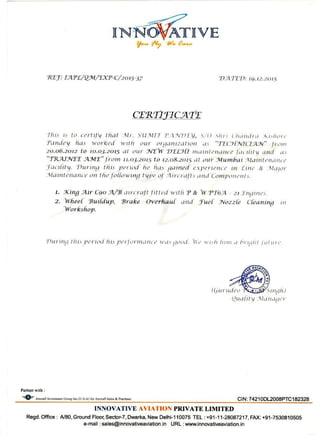Experience certificate-Sumit Pandey