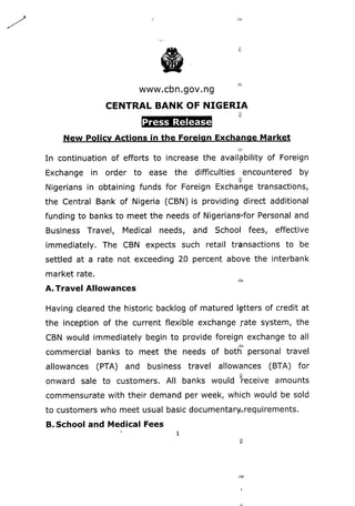 New CBN policy in foreign exch rate.
