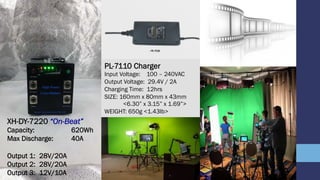 PL-7110 Charger
Input Voltage: 100 C 240VAC
Output Voltage: 29.4V / 2A
Charging Time: 12hrs
SIZE: 160mm x 80mm x 43mm
<6.30 x 3.15 x 1.69>
WEIGHT: 650g <1.43lb>
XH-DY-7220 On-Beat
Capacity: 620Wh
Max Discharge: 40A
Output 1: 28V/20A
Output 2: 28V/20A
Output 3: 12V/10A
 