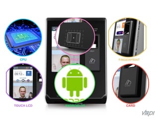 BIOMETRIC
ACCESS &
TIME ATTENDANCE
CPU FACE FINGERPRINT
TOUCH LCD ANDROID OS CARD
 
