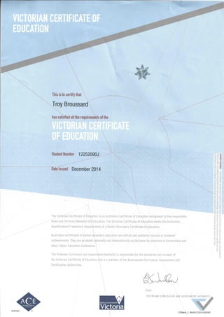 VCE Certificate