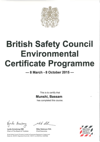 Munshi Bassam Certificate