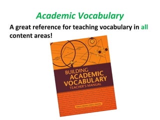 Academic Vocabulary
A great reference for teaching vocabulary in all
content areas!
 