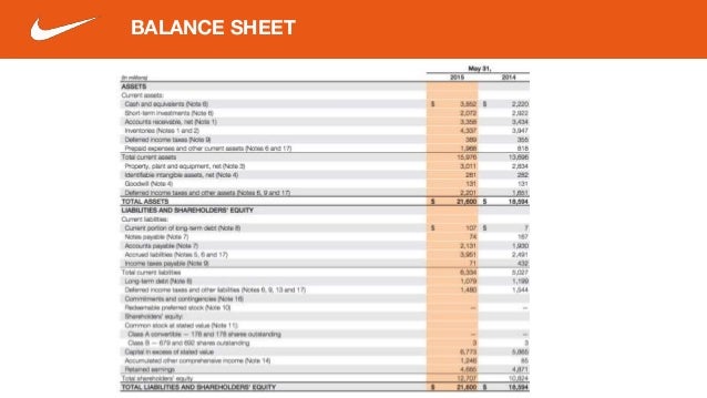 nike inc balance sheet