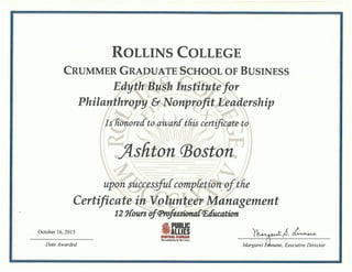 Certificate in Volunteer Management